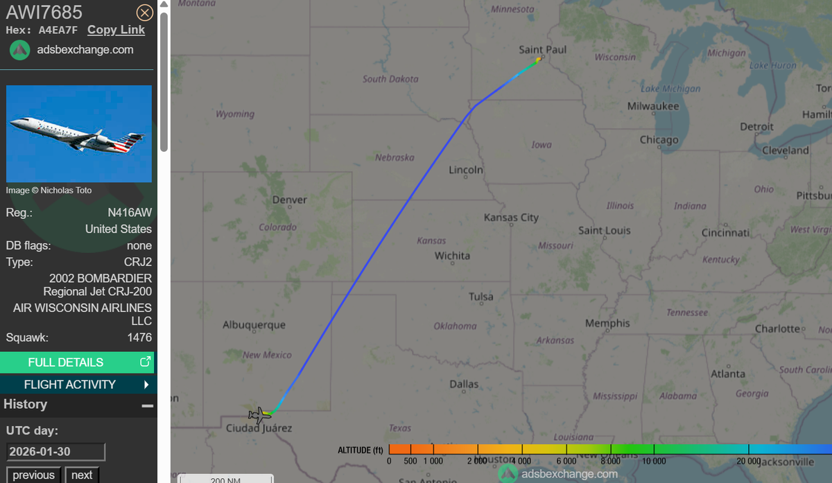 Air Wisconsin has done 60+ ICE flights since mid-January